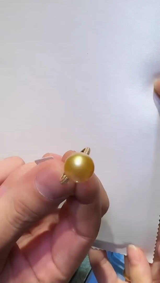 18K金镶嵌戒圈海水珍珠3【珠径11.2mm】
