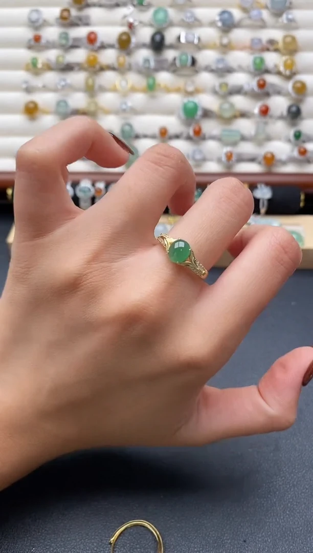 银S925镶嵌戒指翡翠22222222+5