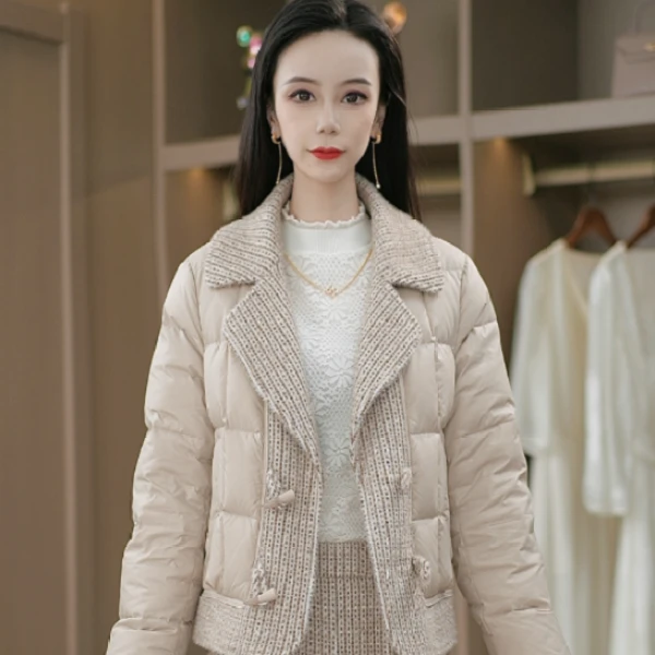 冬季新款保暖时尚大气小香风羽绒服M-3XL