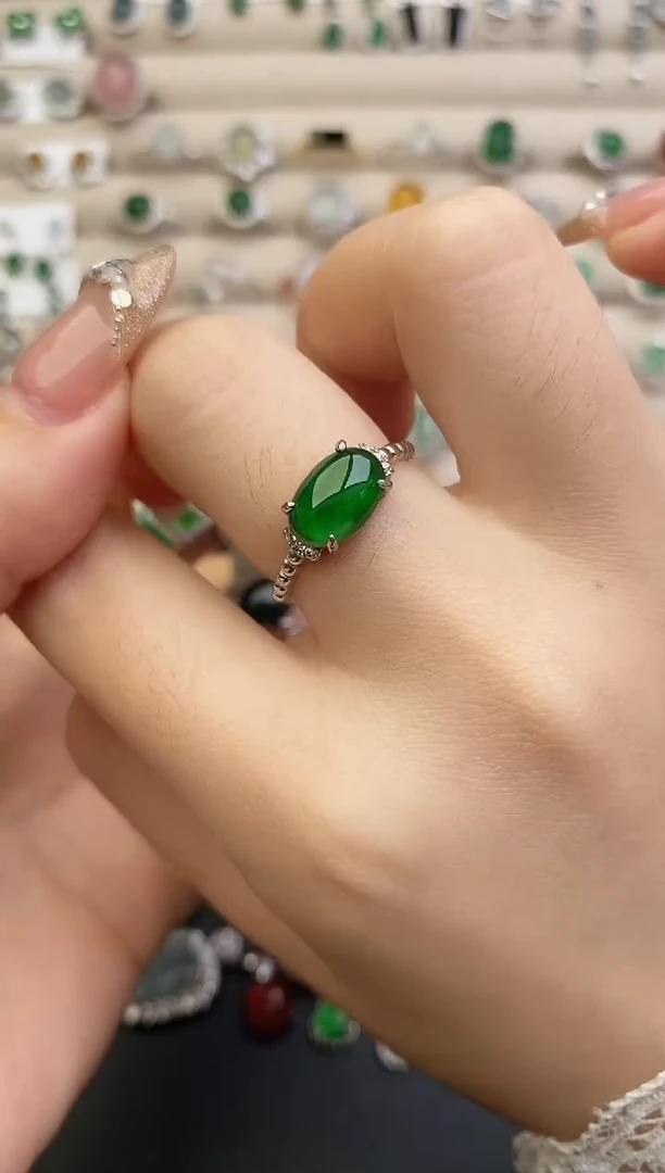 银S925镶嵌戒指翡翠0