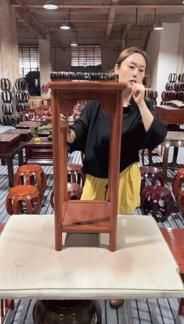 花梨木类端景台花梨木浅色双层花架