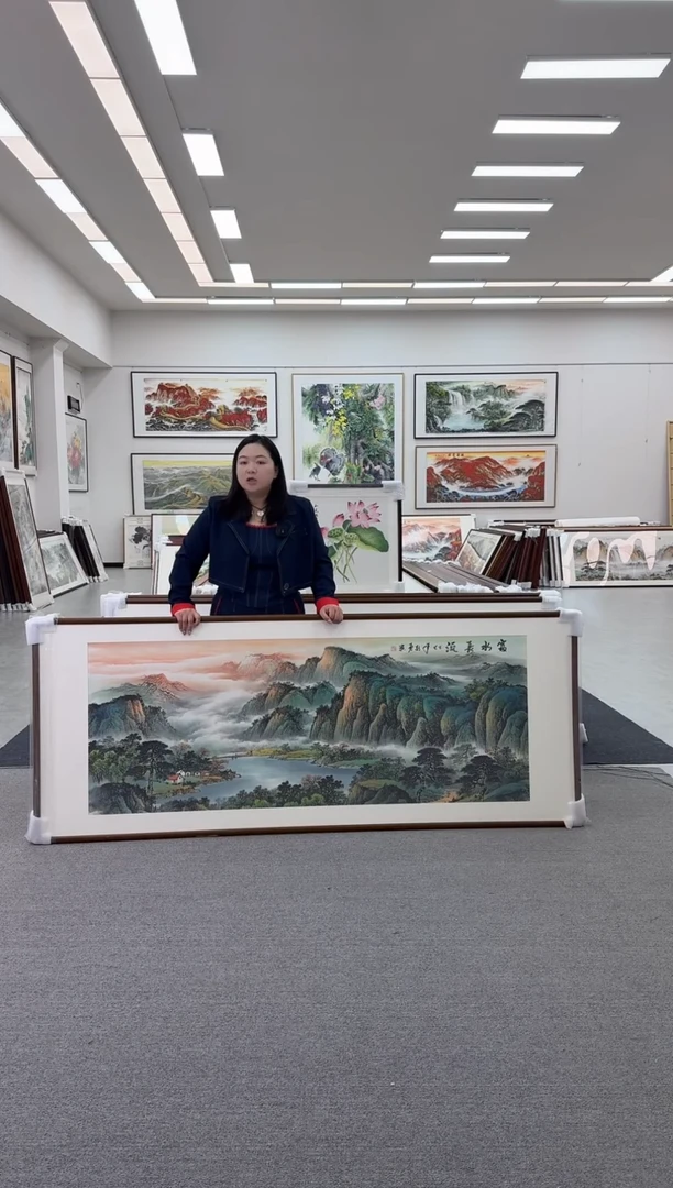 国画手绘219*88富水长流