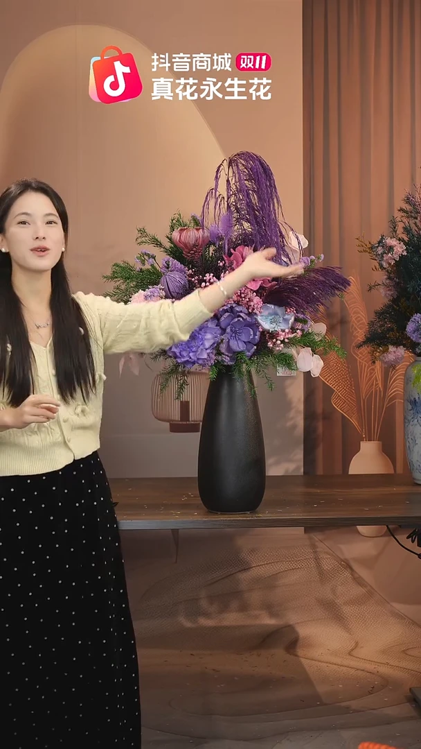 木图片款式：花+花瓶一整套