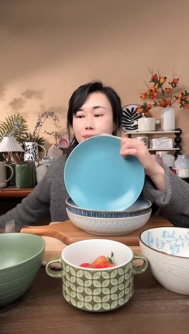 【闪购商品】瓷片8.5英寸窑变线条碗2只微瑕