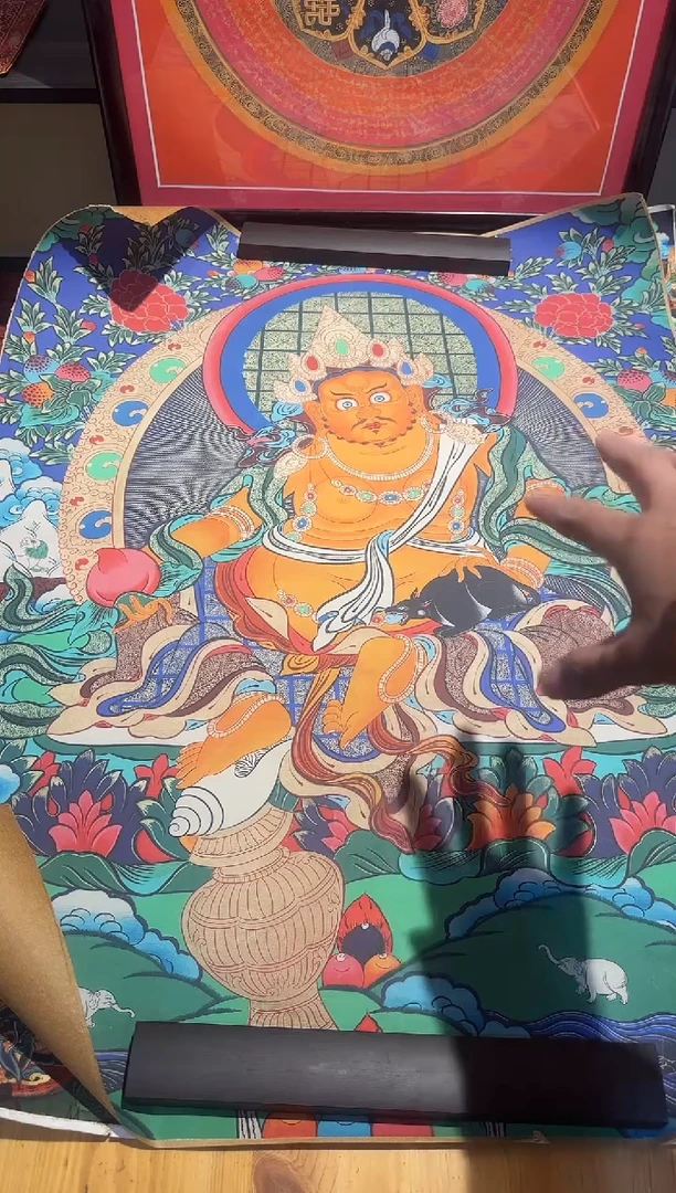 装裱画老唐卡 黄财神