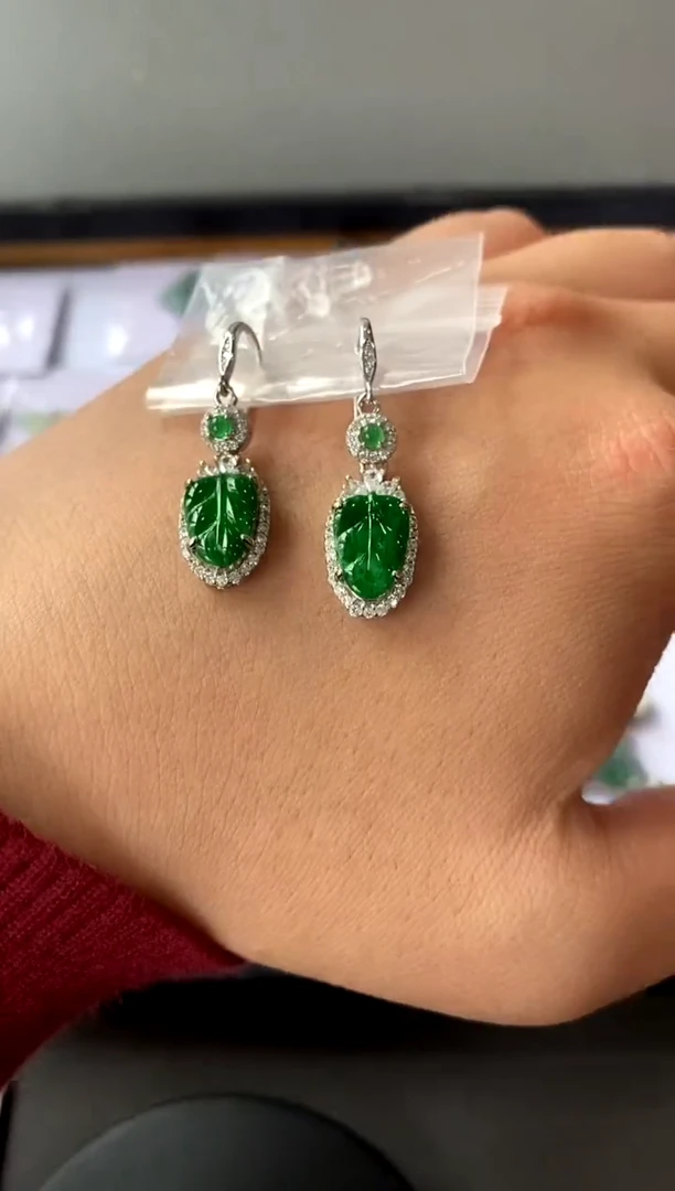 【闪购商品】翡翠耳饰银S925镶嵌买断价