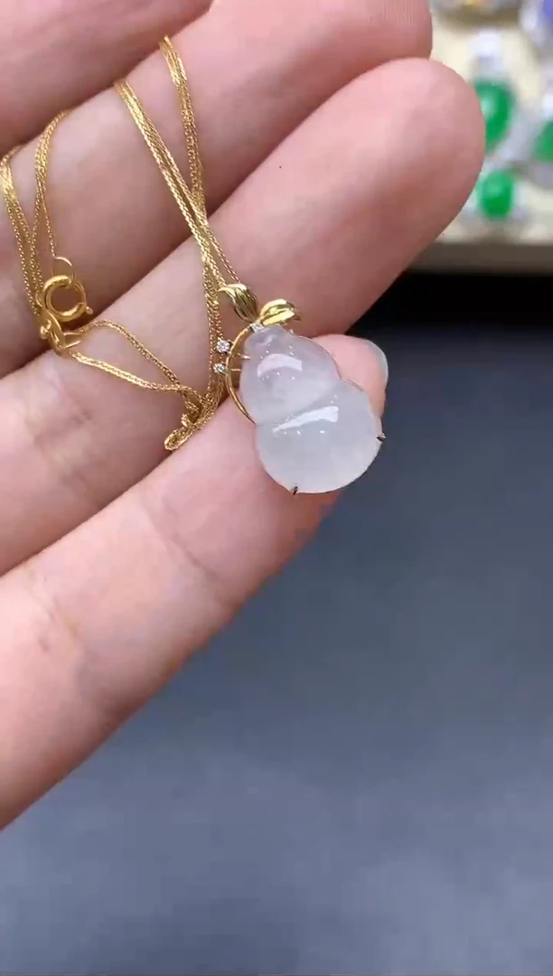 颈饰18K金镶嵌翡翠398-中国好珍宝