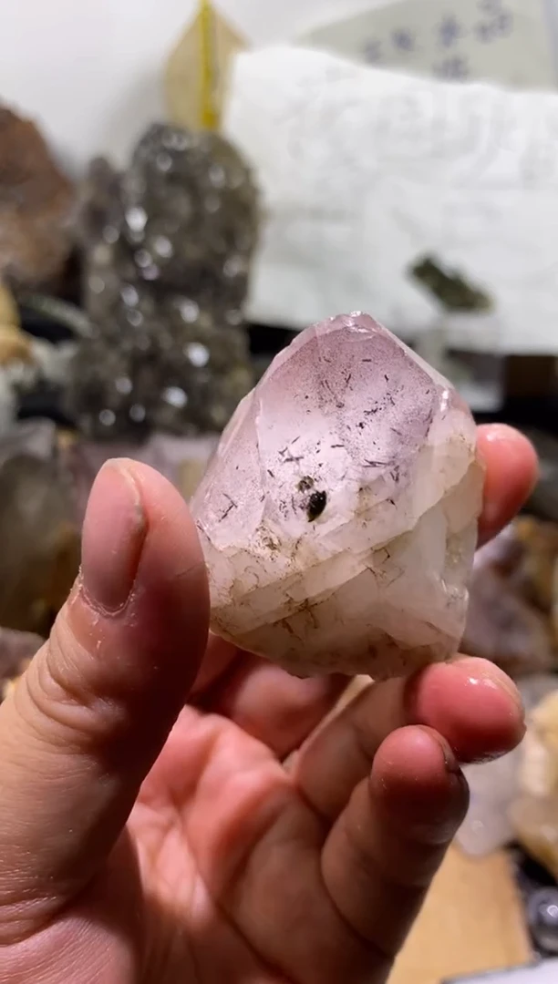 水晶珠宝半成品未镶嵌18号超七金草莓隐山花园+发晶