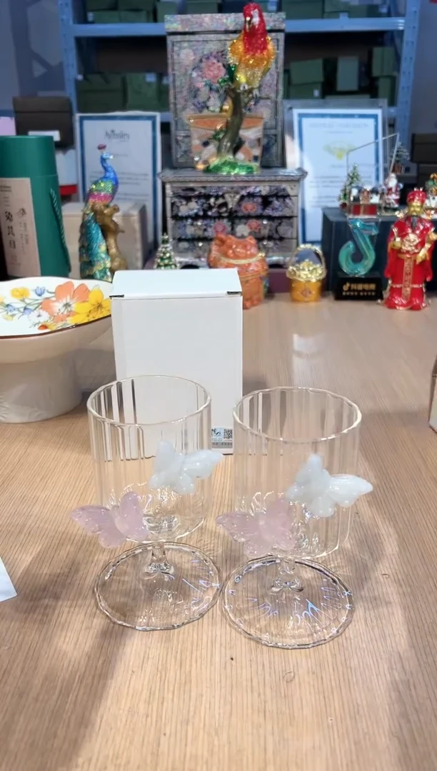 【闪购商品】杯57云桉野粉白条纹红酒杯套二