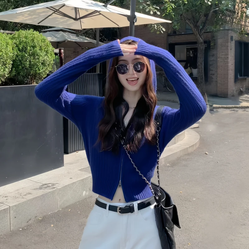 春秋新款高级感毛衣开衫修身显瘦短款针织衫女装