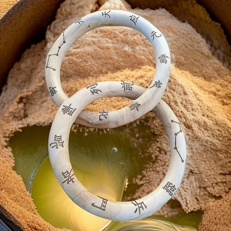 桃木一体雕刻张至顺道长同款手镯阴阳天然九字真言天然疤痕乾坤圈