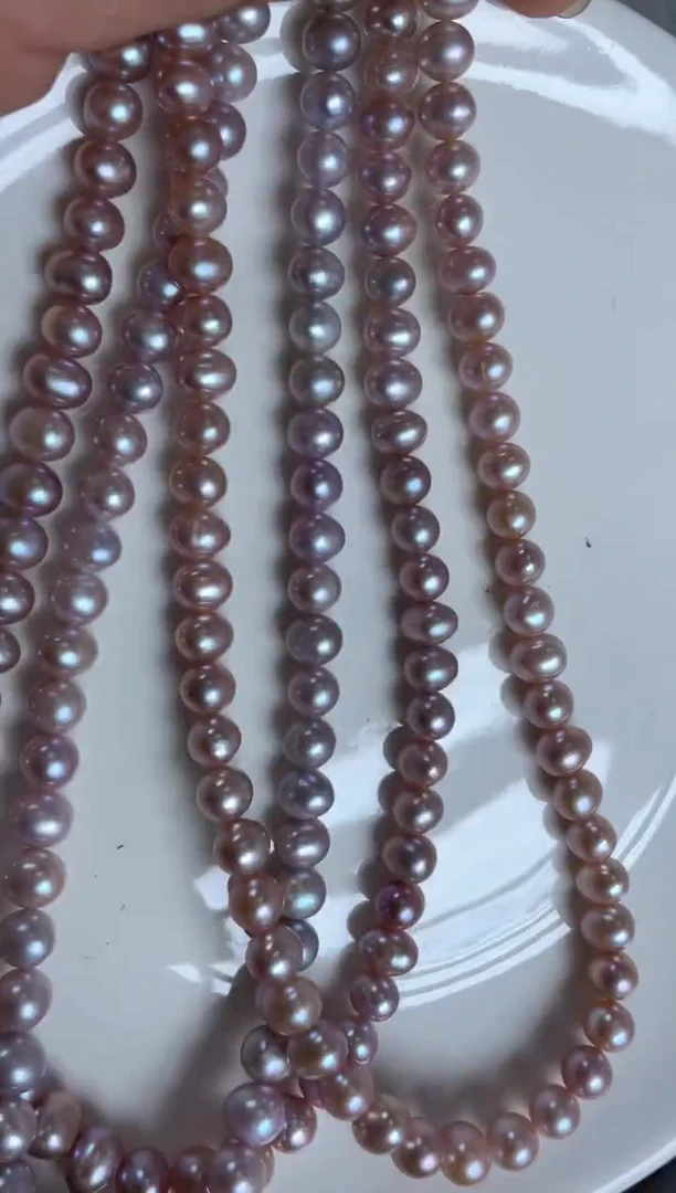 未镶嵌项链淡水珍珠188无核8mm粉紫项链（多样性发一）