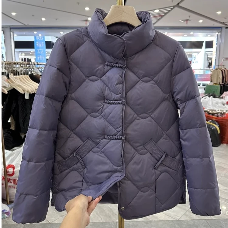 小个子妈妈保暖羽绒服秋冬装白鸭绒外套洋气中老年人女装棉服棉袄