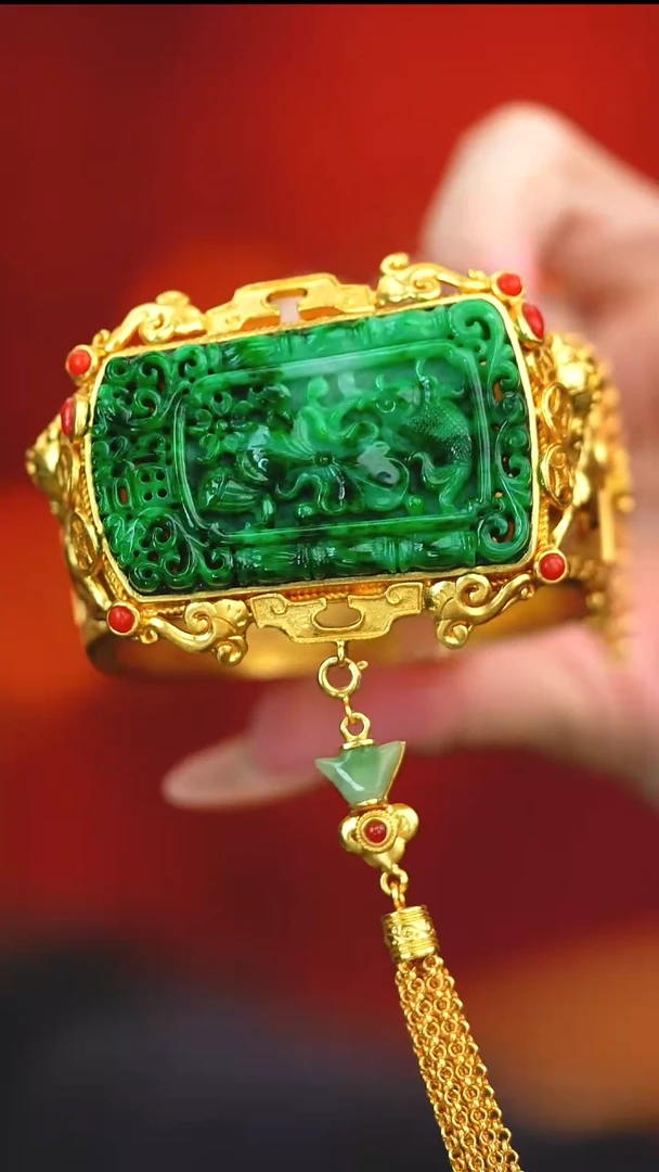 银S925镶嵌手镯翡翠新款