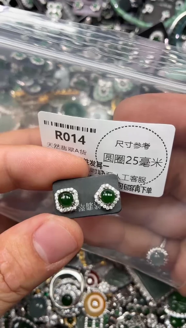 翡翠未镶嵌颈饰R014耳钉