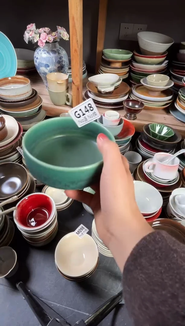 瓷片果*妈g148绿色立边碗福利