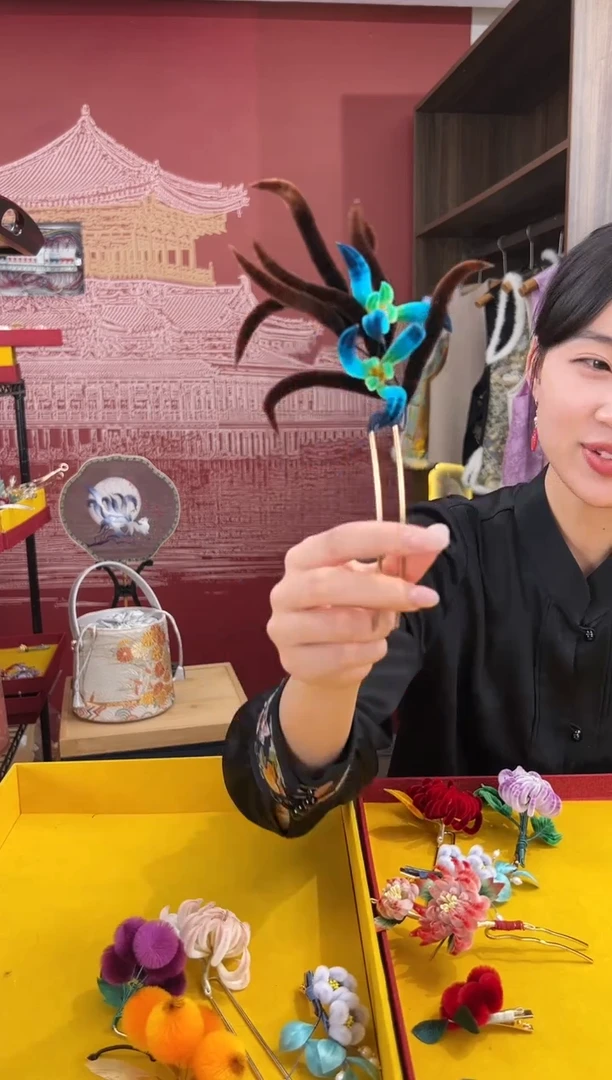 【闪购商品】刺绣非遗绒花（发饰）