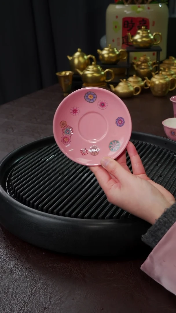 【闪购商品】杯【宜景窑桃夭粉皮球花】杯碟