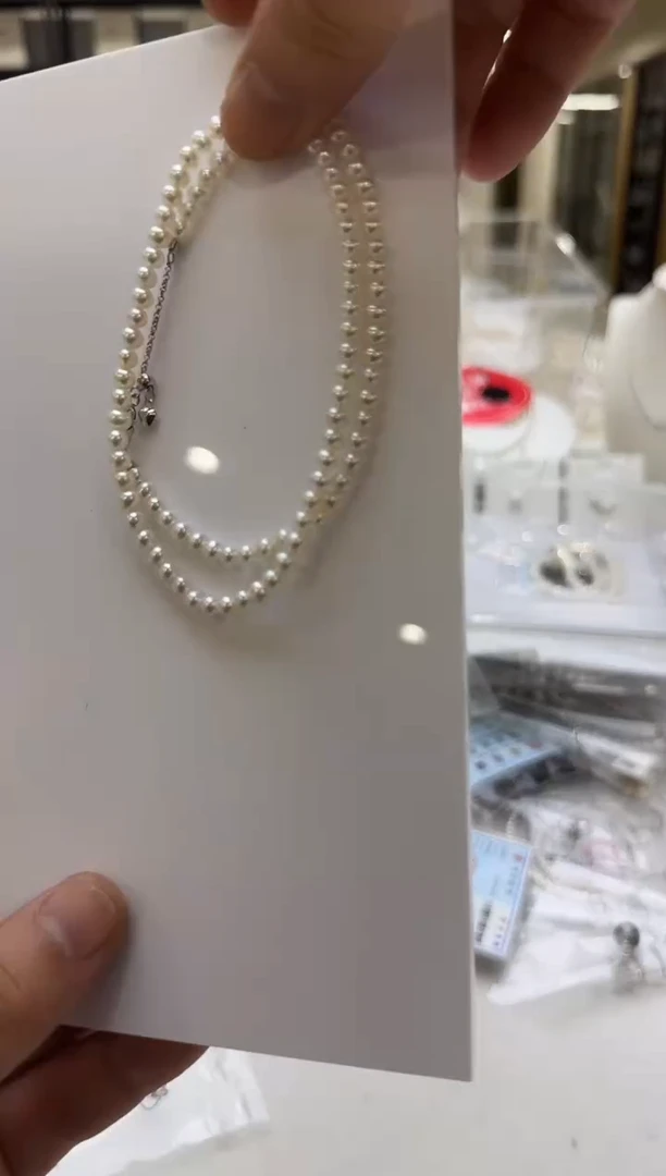 淡水珍珠银S925镶嵌项链4-5mm 爱心抽拉尾链