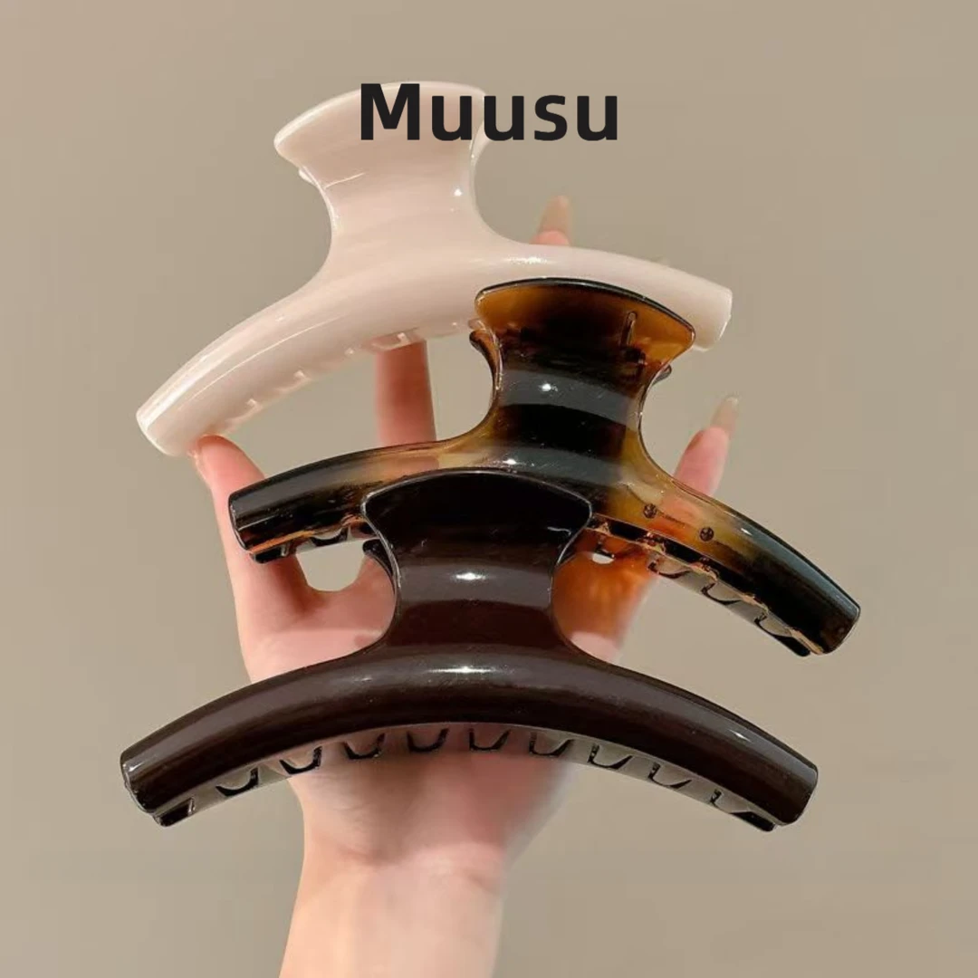 【Muusu】新款大号鲨鱼夹气质百搭后脑勺弧形发夹简约头饰
