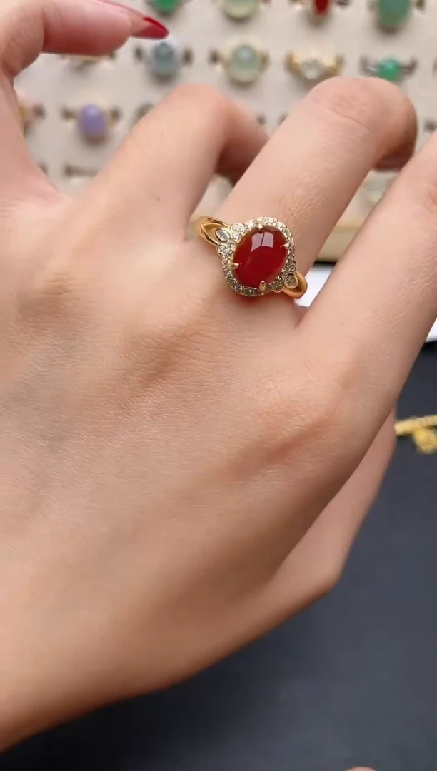 【闪购商品】翡翠戒指银S925镶嵌一物一证一礼盒