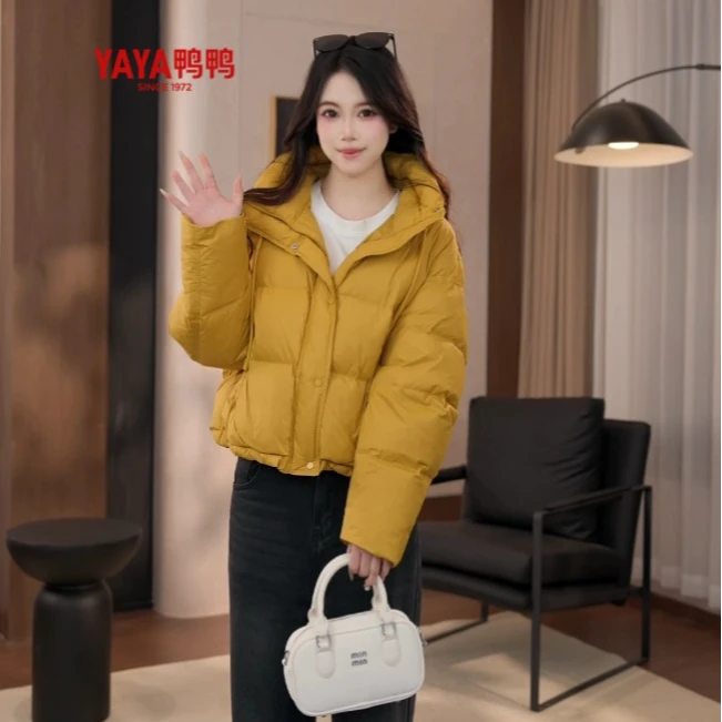 鸭鸭羽绒面包服女2025秋冬反季短款连宽松保暖休闲百搭厚外套gs