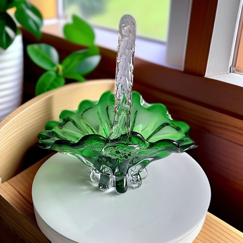 琉璃纯手工提篮花篮果盘摆件