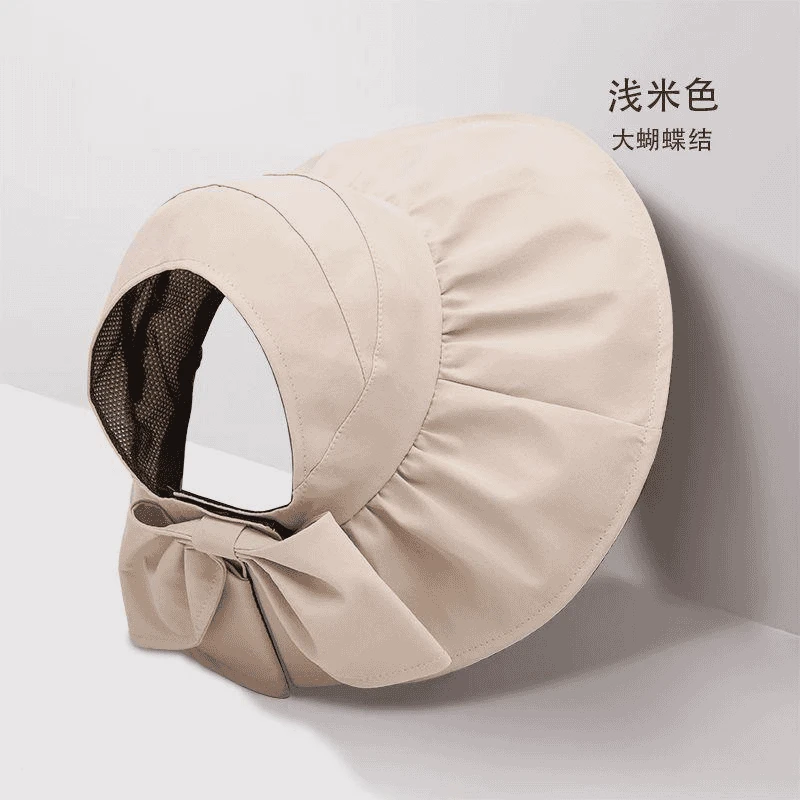 防紫外线防晒帽女夏季遮阳帽大檐遮脸渔夫运动空顶太阳帽子折叠帽