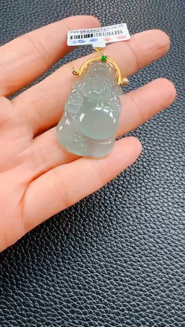 【闪购商品】翡翠吊坠(不含链)18K金镶嵌财神爷吊坠939