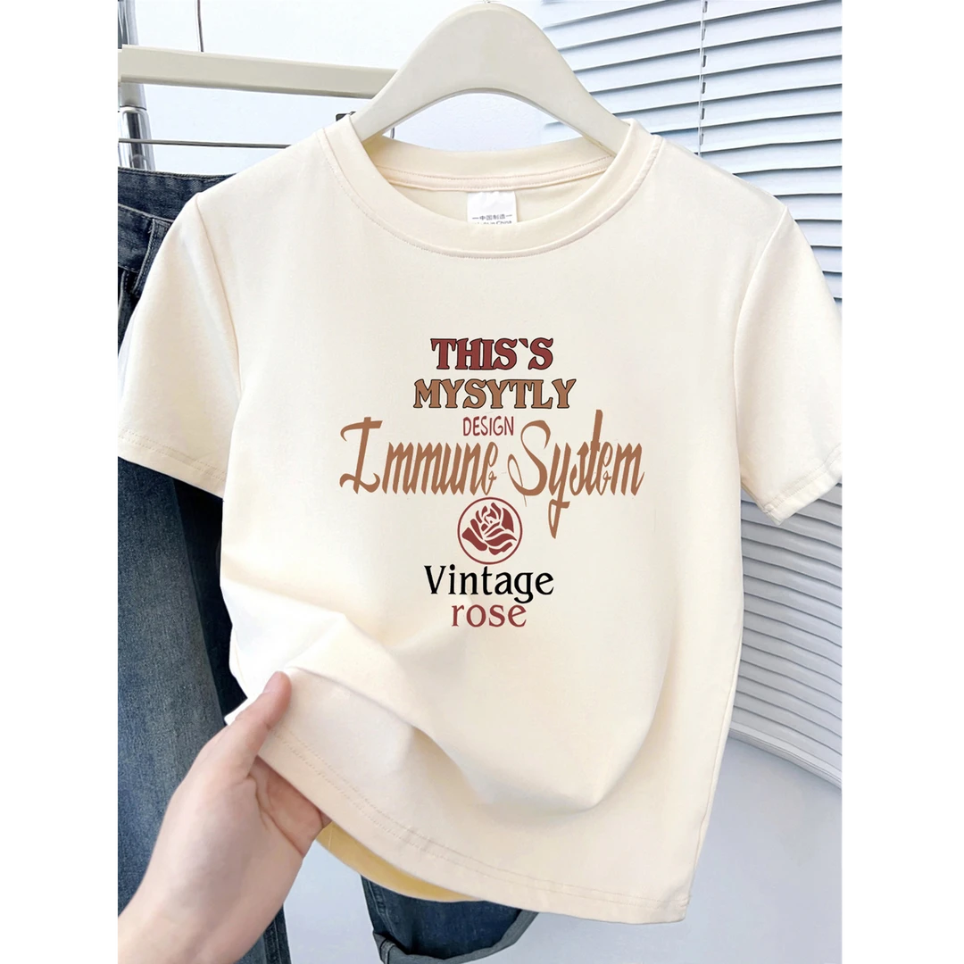 2025新款时尚减龄洋气正肩短袖T恤女夏季小众设计感不撞款上衣ins