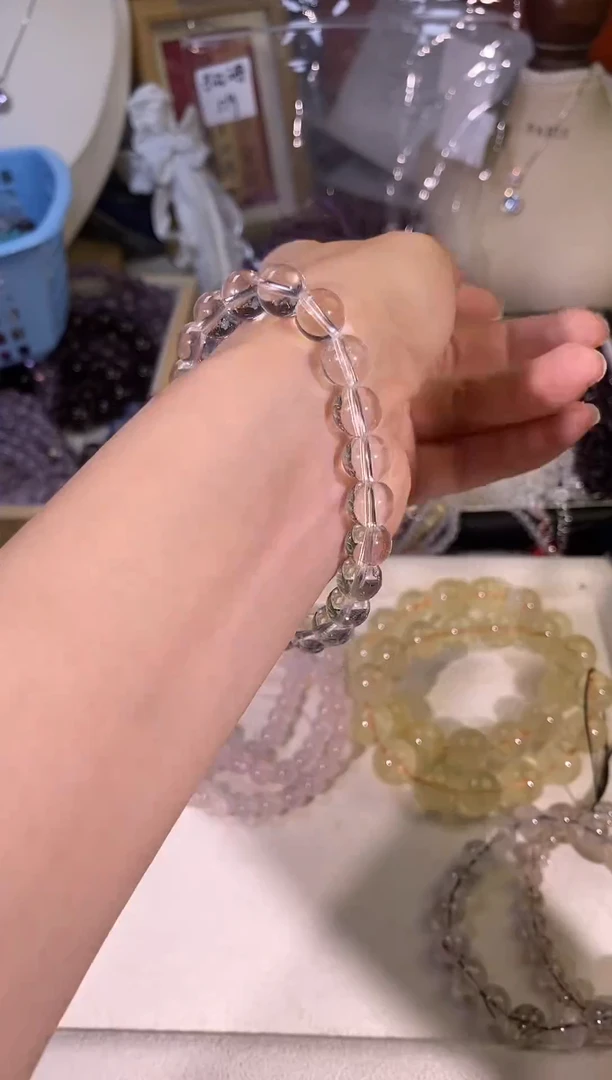 水晶手串未镶嵌95冰透白水8MM