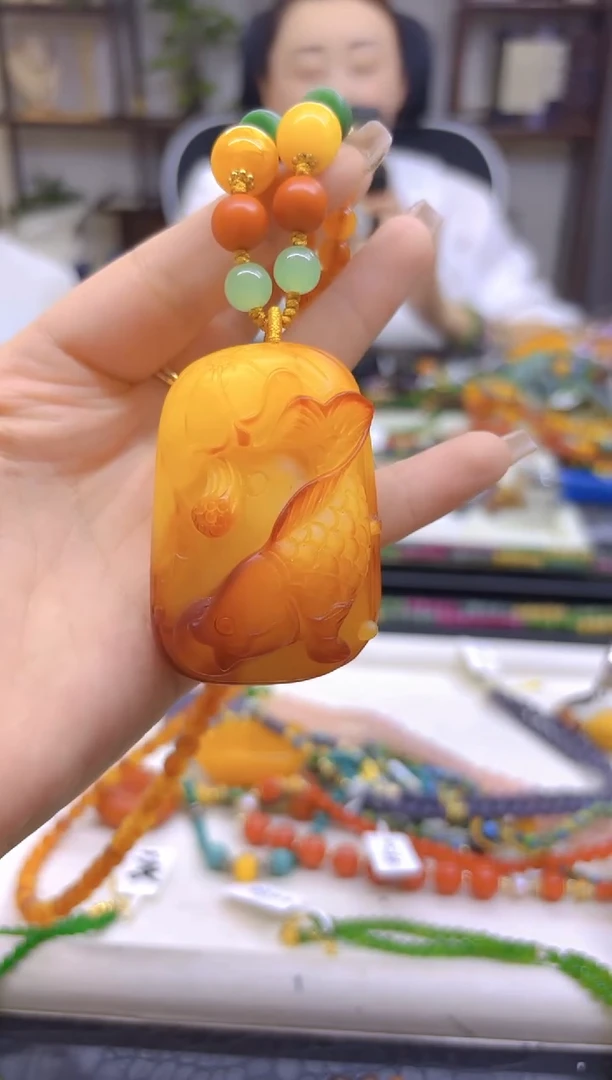 未镶嵌毛衣链蜜蜡DIY款M178