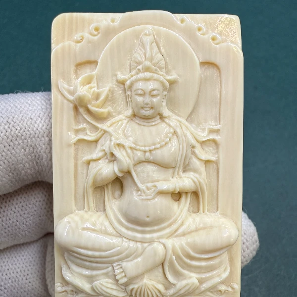 DK1145天然猛犸牙雕刻牌支持鉴定假一罚四