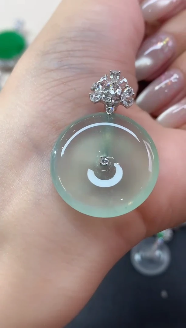 翡翠18K金镶嵌吊坠(不含链)吊坠|38000+0