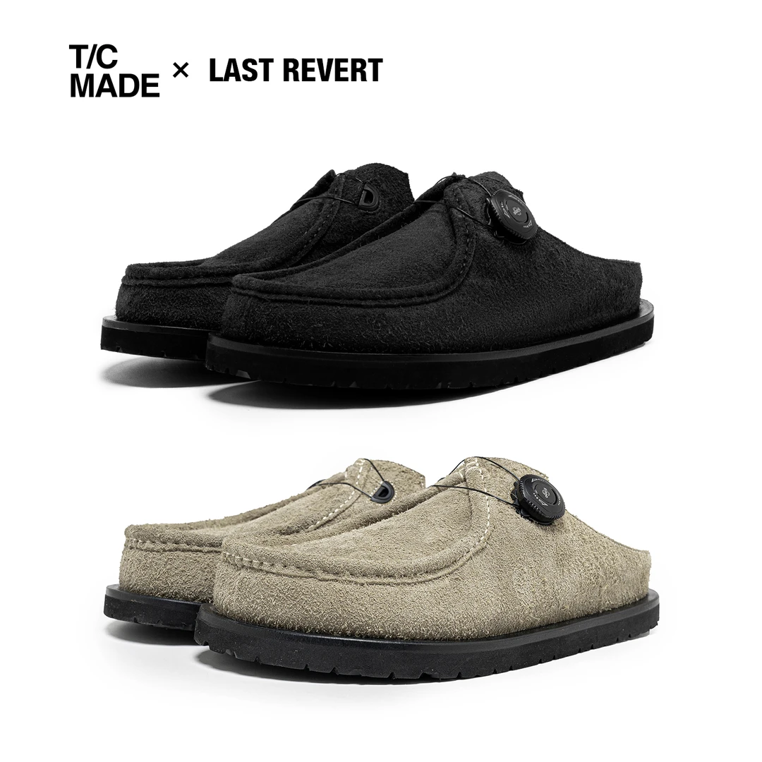 TCMADE 牛皮绒面勃肯鞋 快拆扣 包头穆勒拖鞋 男女款