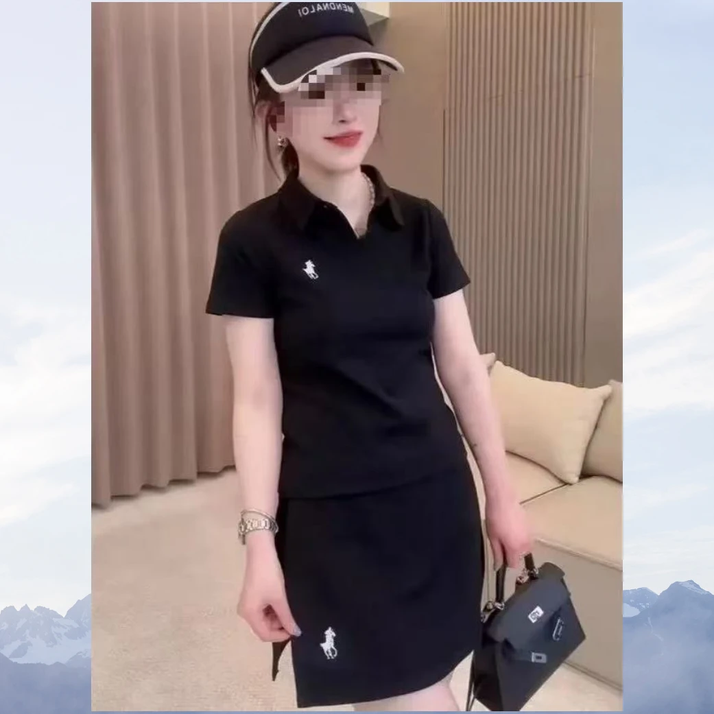 8856休闲运动刺绣修身polo短袖半身裙套装T3