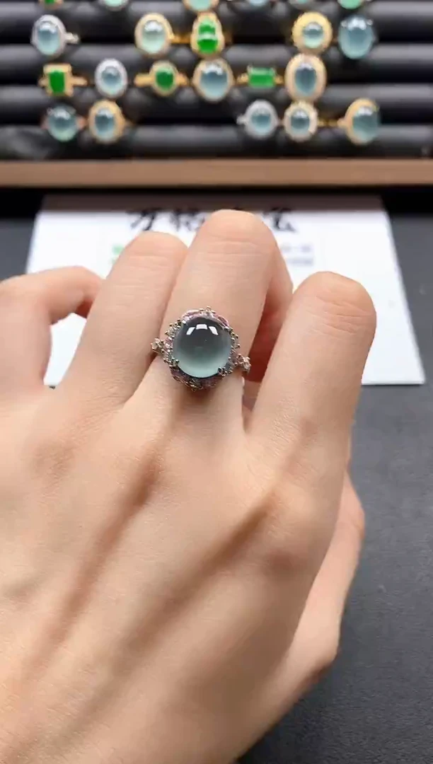 银S925镶嵌戒指翡翠15511