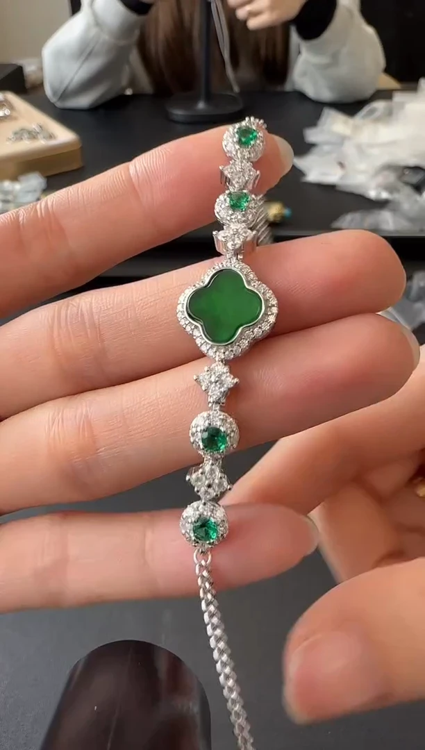 【闪购商品】翡翠手链银S925镶嵌没有鉴赏期