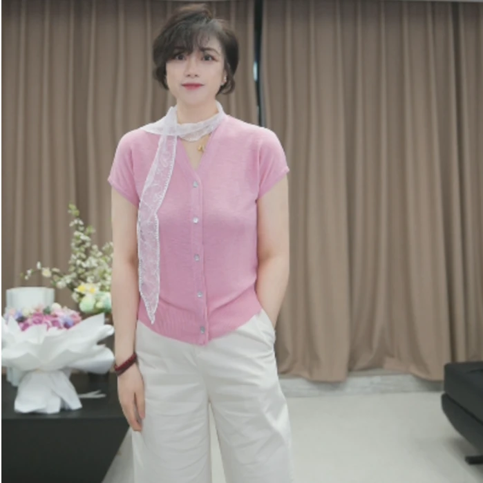 【U.M】短袖针织开衫显瘦优雅短袖开衫