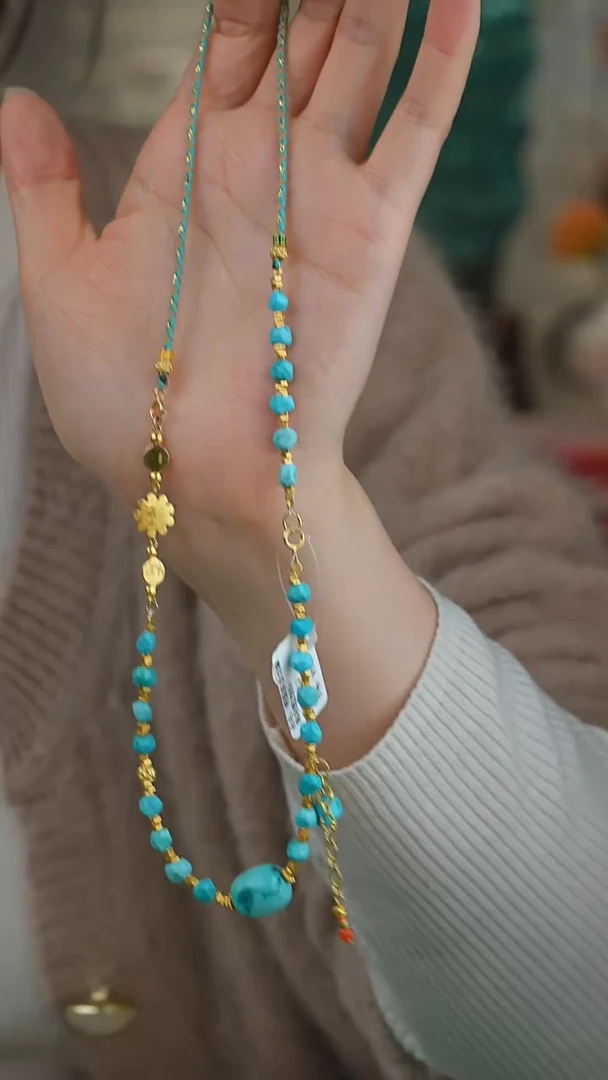 【闪购商品】绿松石项链银S925镀金镶嵌1