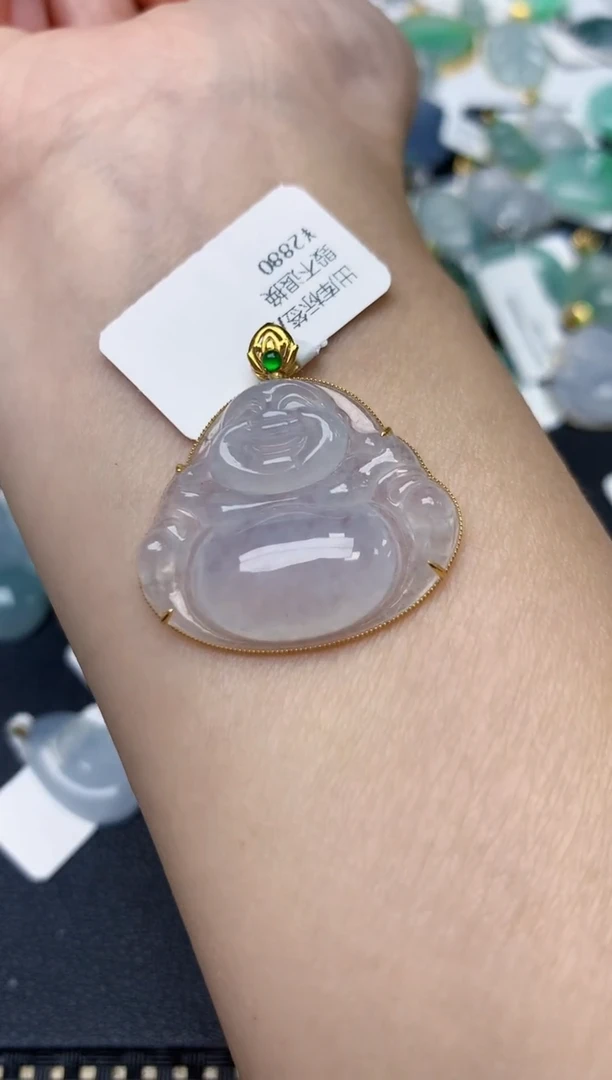颈饰18K金镶嵌翡翠天然缅甸A货翡翠
