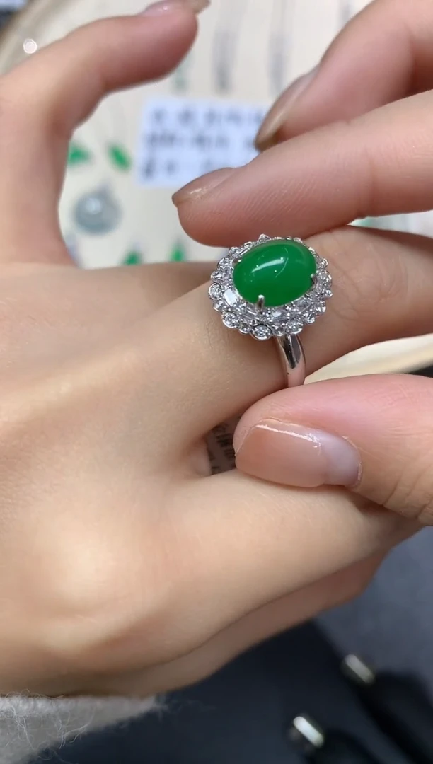 18K金镶嵌戒指翡翠戒指A464|13800