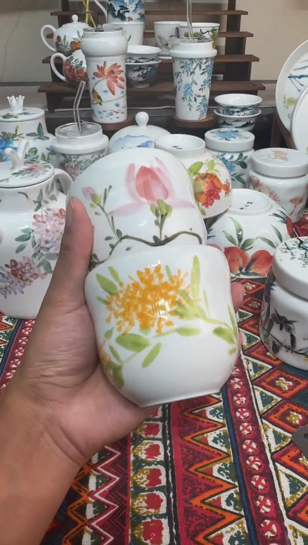 瓷景德镇高温釉下手绘陶瓷怕一发二