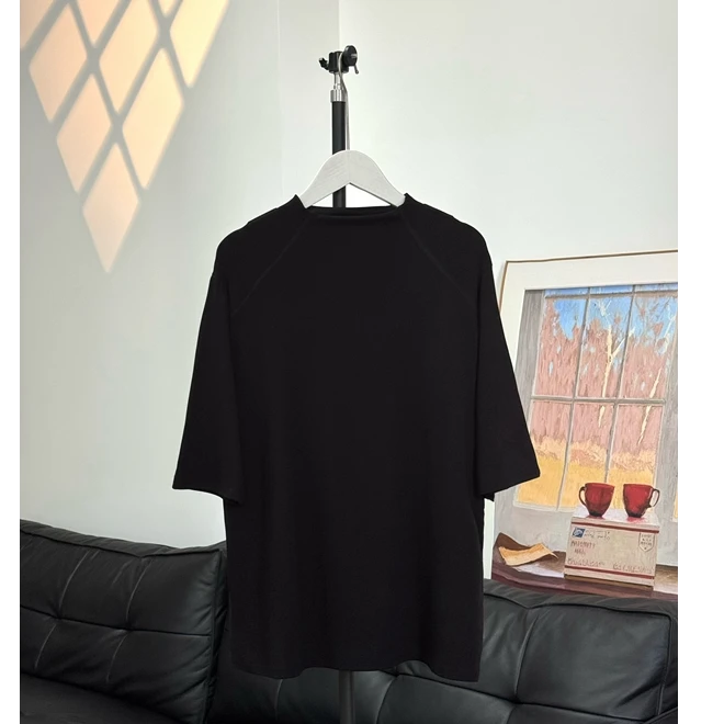 【150斤内专属】小立领中袖插肩拼接线宽松简约时尚百搭T恤