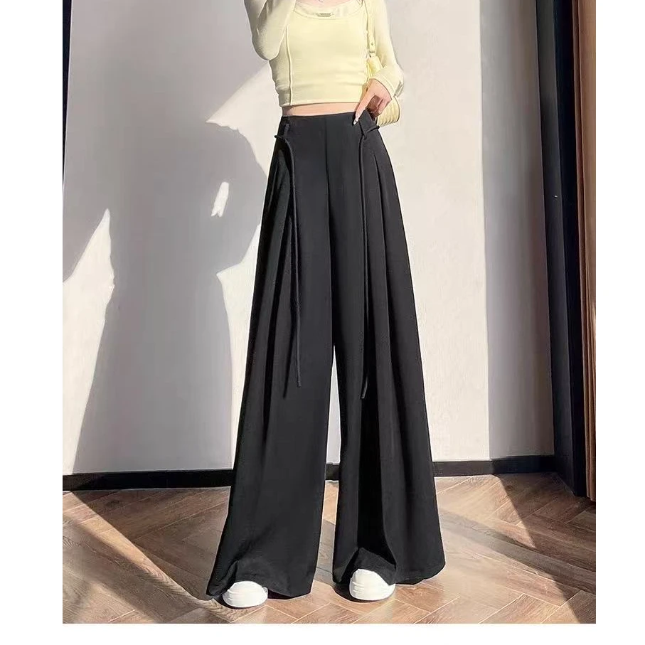 AMAZCOOL 高级感系带宽松垂感休闲阔腿西裤5809