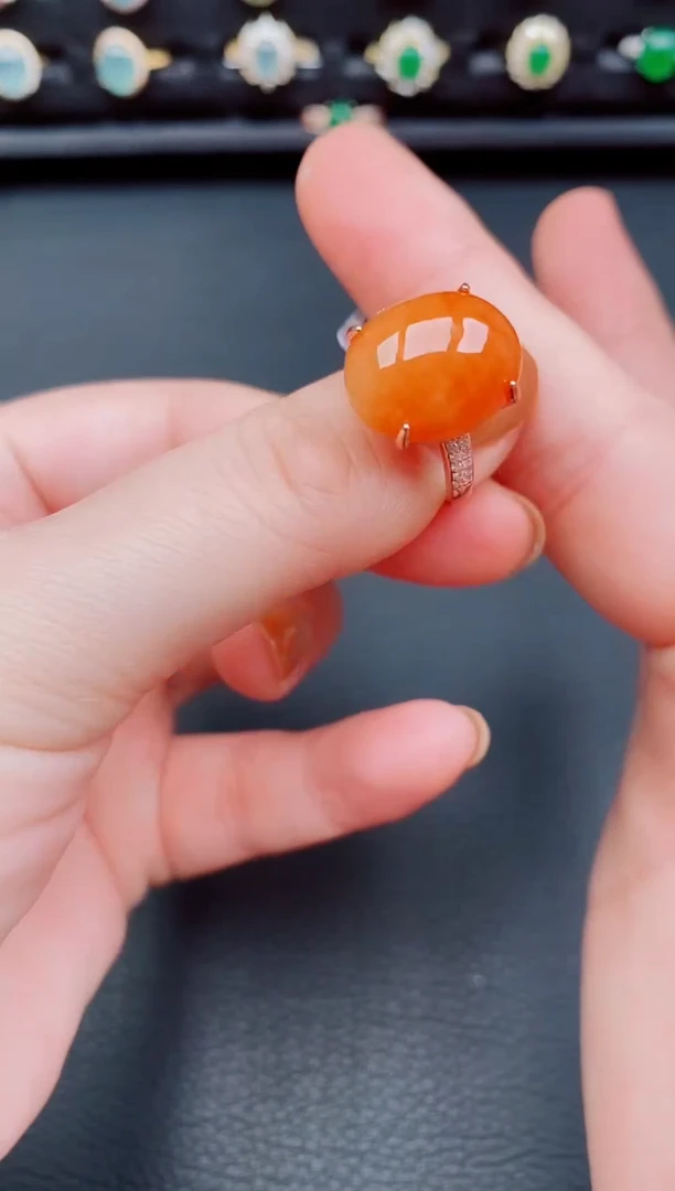 【闪购商品】翡翠戒指银S925镶嵌天然a货翡翠46