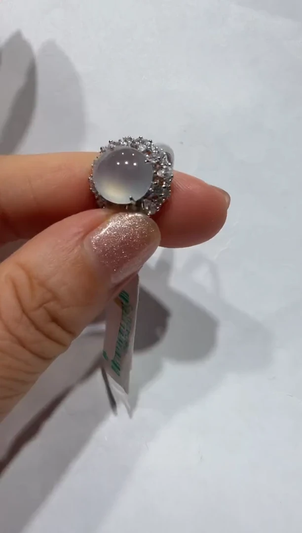 银S925镶嵌戒指翡翠缅甸A货翡翠戒指