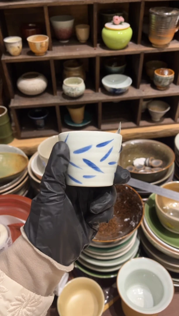 【闪购商品】瓷片73 手绘竹子茶杯1个