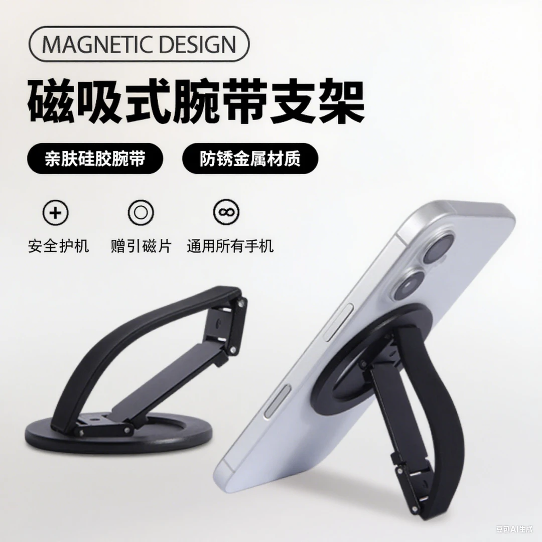 磁吸手机指环扣支架适用苹果磁吸带手机支架可折叠便携强力磁吸环