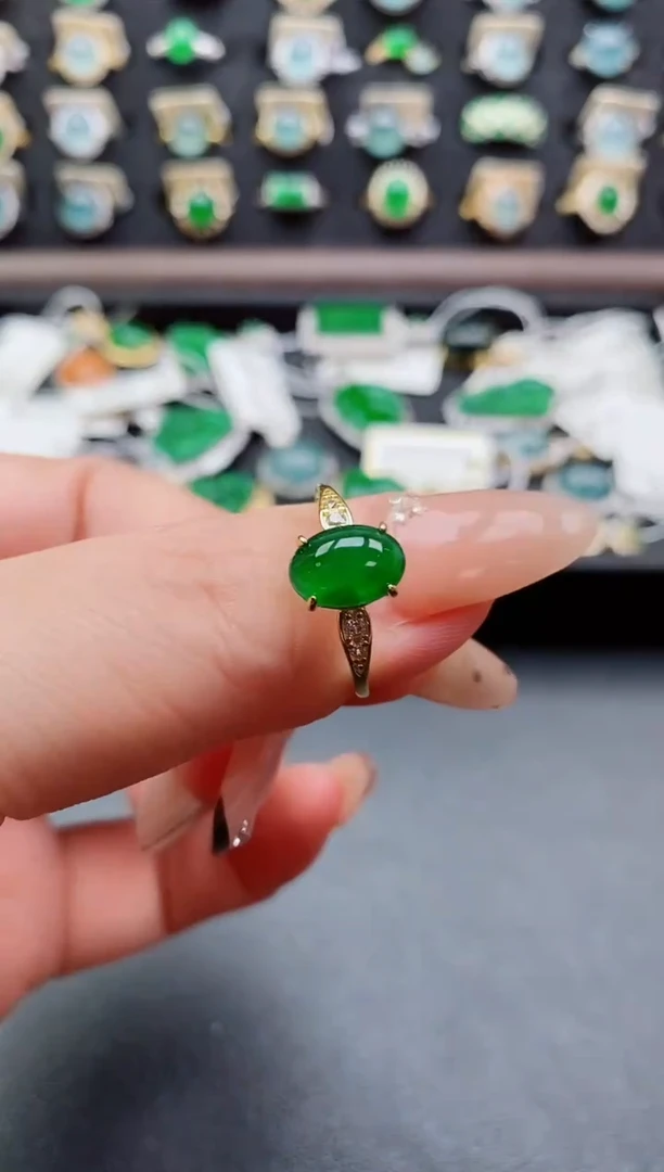 银S925镶嵌戒指翡翠1